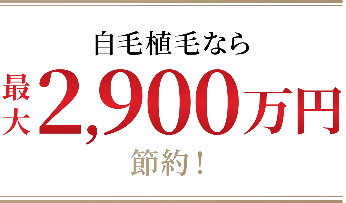 自毛植毛なら最大2,900万円節約！
